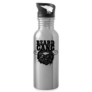 Bart Bande Bart Zitat Bart Schnurrbart - Trinkflasche mit integriertem Trinkhalm - Lightsilver - Rechts