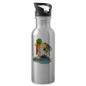 I love fishing fishing trout bunny gift - Water bottle with straw - silver - Right