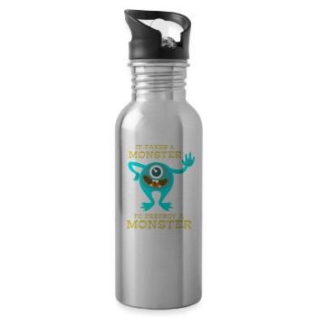 Monster - Creepy - Destroy - Gift - Water bottle with straw - silver - Right