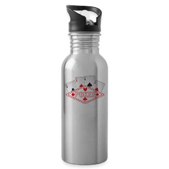 Poker - Ace - Casino - Poker Evening - 2xCaro - Water bottle with straw - silver - Right