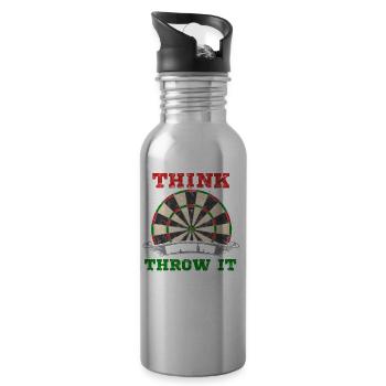 Dart - Dartboard - Geschenk - Trinkflasche mit integriertem Trinkhalm - Lightsilver - Rechts