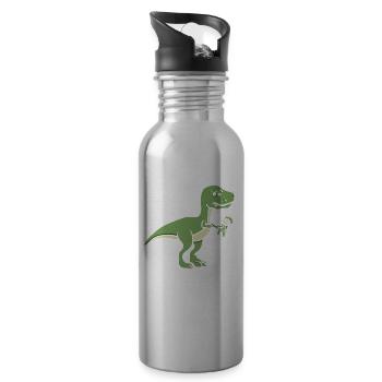 Ist das Bio? Dino - Vegan - Dinosaurier - Trinkflasche mit integriertem Trinkhalm - Lightsilver - Rechts