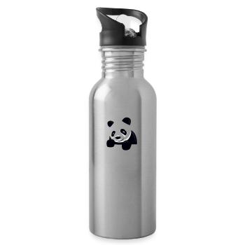 Panda in the bag gift - Water bottle with straw - silver - Right