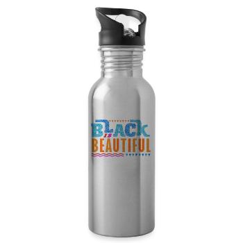 Black is Beautiful African American - Water bottle with straw - silver - Right