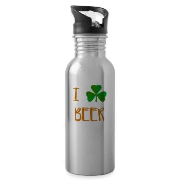 I cloverleaf BEER - I Love BEER - Water bottle with straw - silver - Right