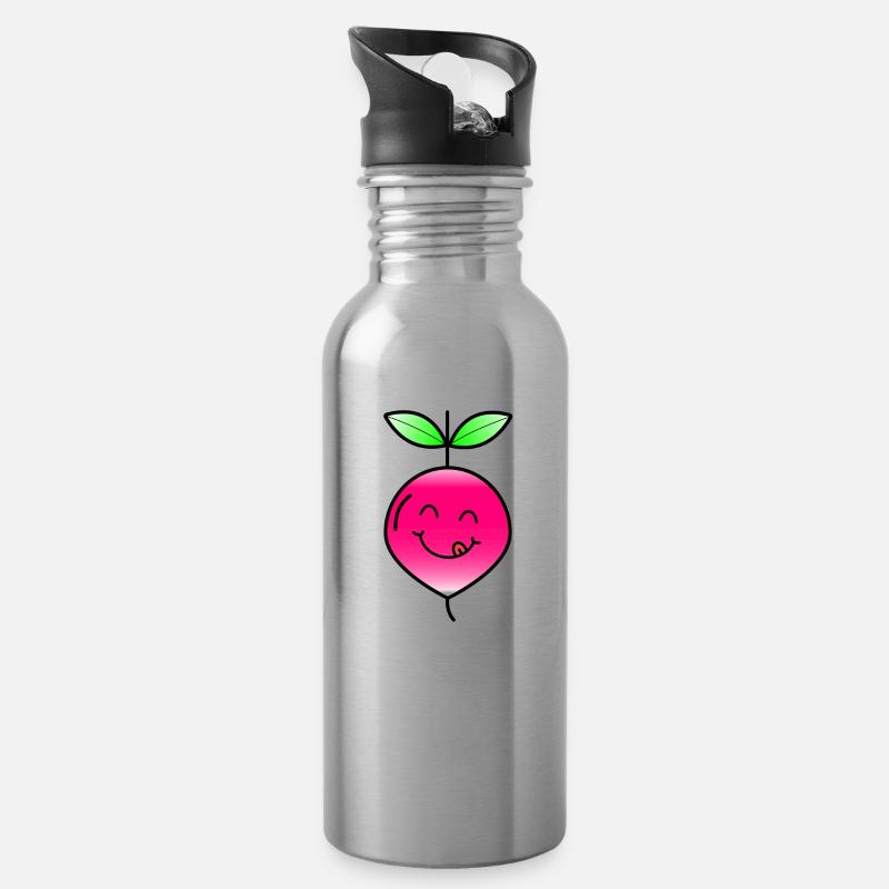 Radieschen Gemüse Gesund Essen Geschenk Idee - Trinkflasche mit integriertem Trinkhalm - Lightsilver