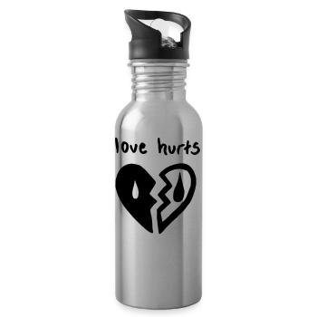 Love hurts. Heartache and partnership - Water bottle with straw - silver - Right