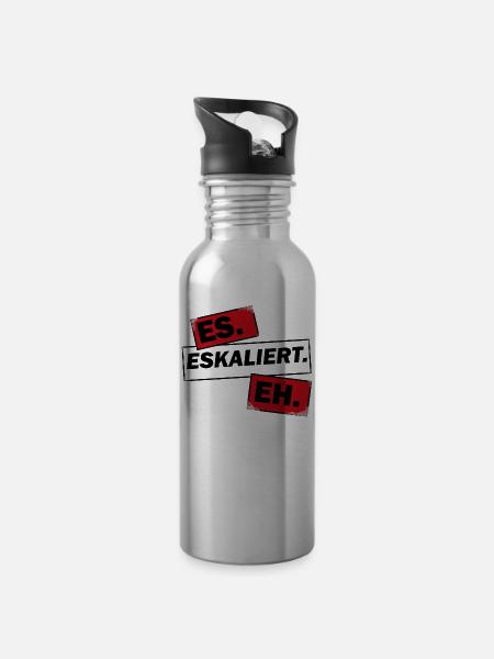 Eskalation - Trinkflasche mit integriertem Trinkhalm - Lightsilver