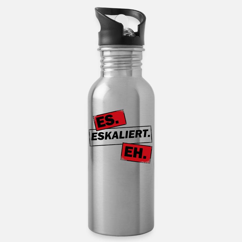 Eskalation - Trinkflasche mit integriertem Trinkhalm - Lightsilver