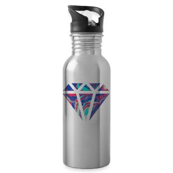 Simple colorful diamond design / symbol - Water bottle with straw - silver - Right