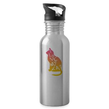 I love my cat - Trinkflasche mit integriertem Trinkhalm - Lightsilver - Rechts