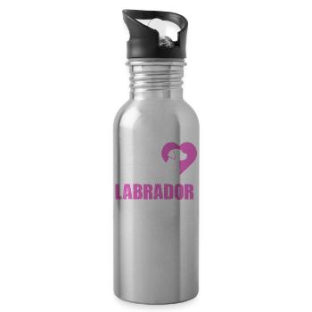 Hund Hunde Labrador Frau Liebe Haustier Geschenk - Trinkflasche mit integriertem Trinkhalm - Lightsilver - Rechts