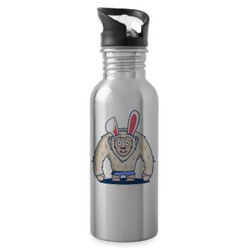 BigFoot Sasquatch De Pâques Lapin cadeau T-shirt - Gourde avec paille intégrée - argent clair - Droite