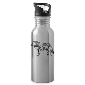 Loup géométrique idée cadeau animaux sauvages - Gourde avec paille intégrée - argent clair - Droite