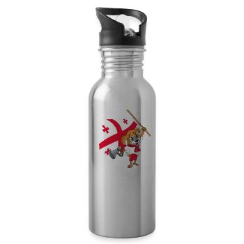 Georgien Fan Hund - Trinkflasche mit integriertem Trinkhalm - Lightsilver - Rechts