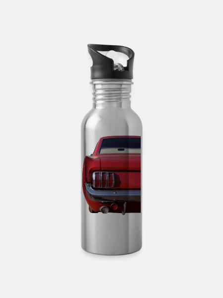 Sixties- back - Trinkflasche mit integriertem Trinkhalm - Lightsilver