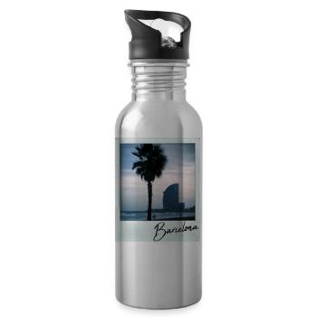 Plage de Barcelone - Gourde avec paille intégrée - argent clair - Droite