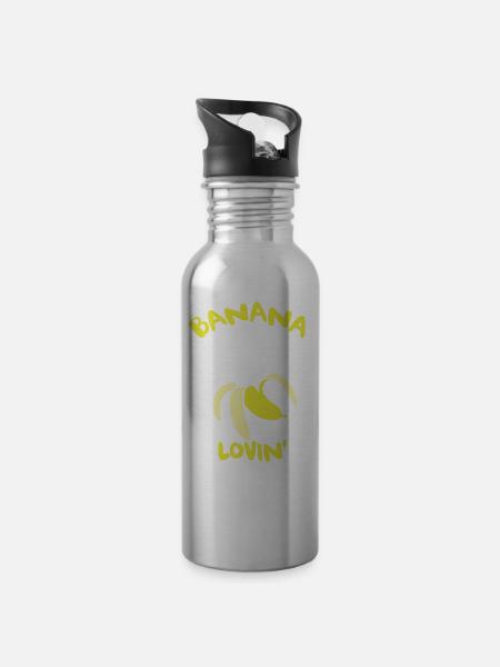 Banana Lovin Shirt mit Banane - Drikkeflaske med integreret sugerør - lys sølv