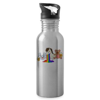 Rainbow Pferd Bär Hase Junggesellenabschied Bier - Trinkflasche mit integriertem Trinkhalm - Lightsilver - Rechts