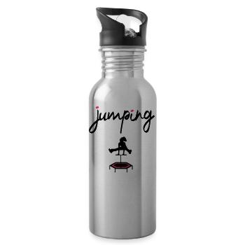 jumping trampoline girl jump jump gift - Water bottle with straw - silver - Right