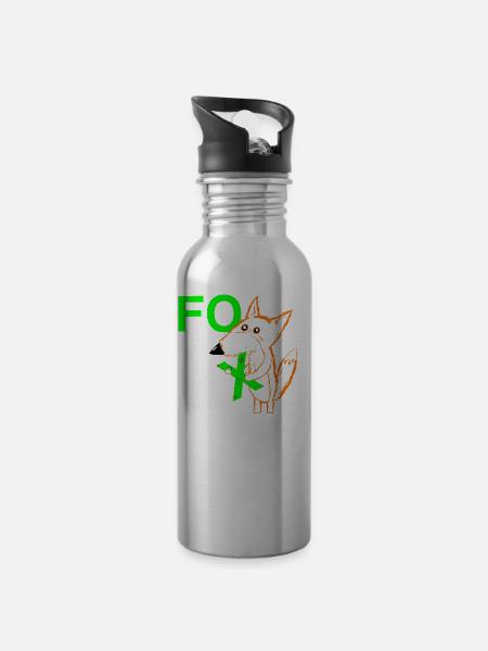 Das X in FOX - Trinkflasche mit integriertem Trinkhalm - Lightsilver
