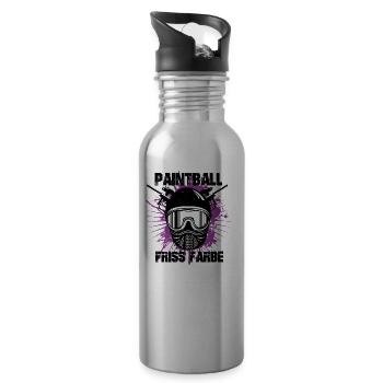 Paintball - Friss Farbe - Trinkflasche mit integriertem Trinkhalm - Lightsilver - Rechts