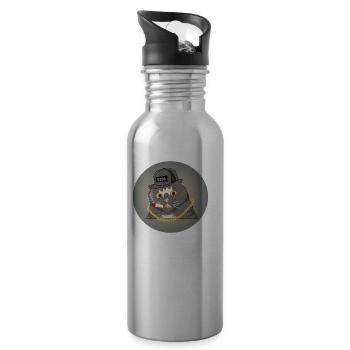Punk Cat Fumer Cool Cigarette Cadeau - Gourde avec paille intégrée - argent clair - Droite