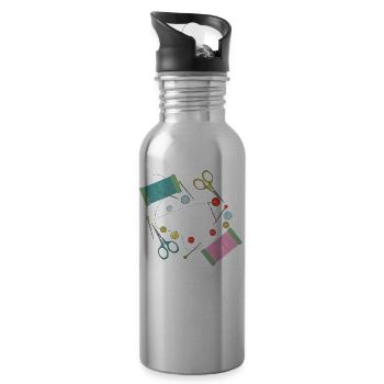 Nähen Nadel Faden Garn Knöpfe Schneider Geschenk - Trinkflasche mit integriertem Trinkhalm - Lightsilver - Rechts