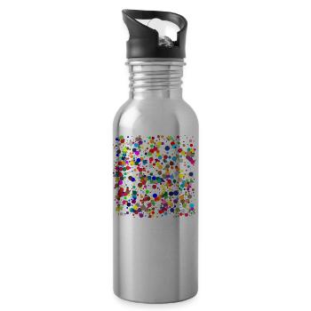 bunte Punkte / Konfetti - Trinkflasche mit integriertem Trinkhalm - Lightsilver - Rechts