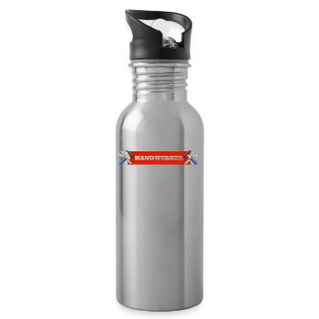 Handwerker macht keine Pausen Heimwerker Geschenk - Trinkflasche mit integriertem Trinkhalm - Lightsilver - Rechts