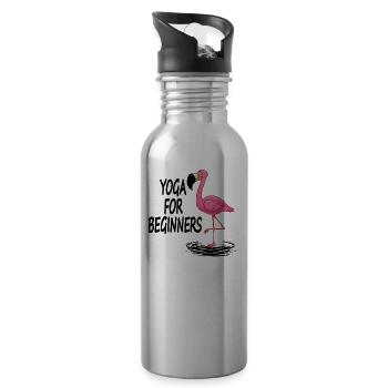 Funny Flamingo Yoga for Beginners Beach T-Shirt - Trinkflasche mit integriertem Trinkhalm - Lightsilver - Rechts