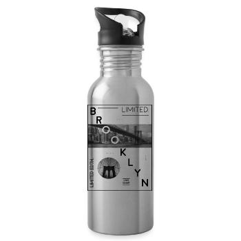 Brooklyn Limited Edition! Brooklyn Bridge idea - Water bottle with straw - silver - Right