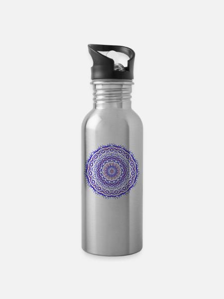 Mandala - Gourde avec paille intégrée - argent clair