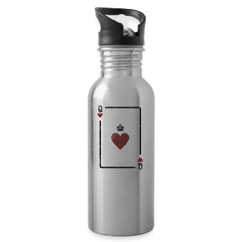 Carte Coeur Dame jeu de cartes cadeau Skat joueur - Gourde avec paille intégrée - argent clair - Droite