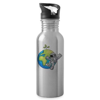 Astronaute Space Day Earth Environnement de cadeau - Gourde avec paille intégrée - argent clair - Droite