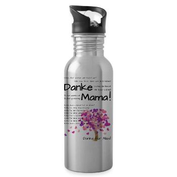 Danke Mama! Wir haben dich lieb! Zum Muttertag - Trinkflasche mit integriertem Trinkhalm - Lightsilver - Rechts