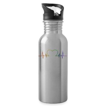 LGBT Gay Gay Lesbiennes Lesbiennes Fun Pride - Gourde avec paille intégrée - argent clair - Droite