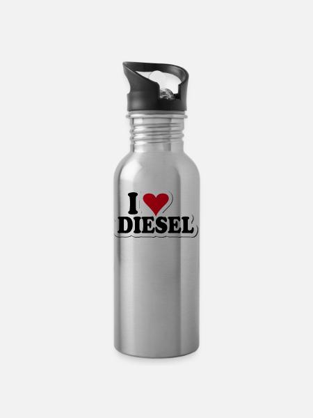 i Love Diesel - Trinkflasche mit integriertem Trinkhalm -
