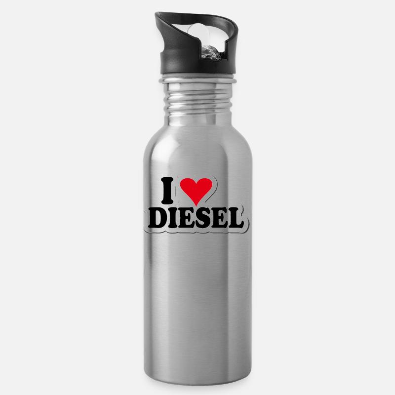 i Love Diesel - Trinkflasche mit integriertem Trinkhalm - Lightsilver