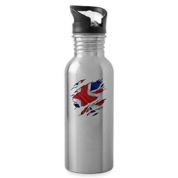 Den Union Jack unter dem Shirt! - Trinkflasche mit integriertem Trinkhalm - Lightsilver - Rechts