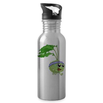 Fitness Kohlrabi - Water bottle with straw - silver - Right
