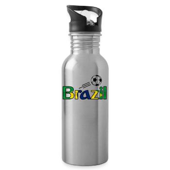 Brazil - football - Water bottle with straw - silver - Right