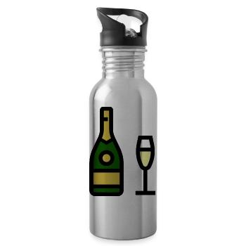 glass, sparkling wine, glass - Water bottle with straw - silver - Right