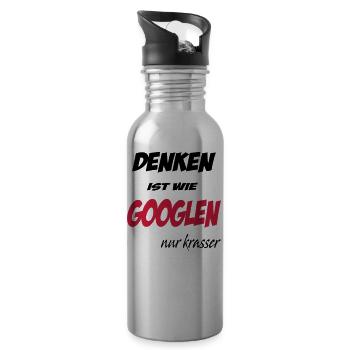 denken ist wie googlen nur krasser - Trinkflasche mit integriertem Trinkhalm - Lightsilver - Rechts
