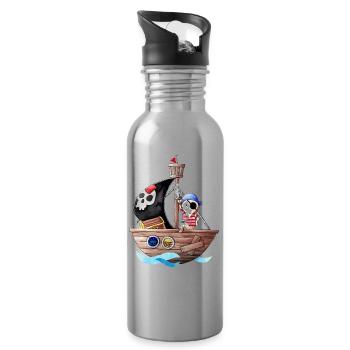 Little pirate with his ship - Water bottle with straw - silver - Right