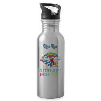 Einhorn 1. Klasse Einschulung Schulanfang Geschenk - Trinkflasche mit integriertem Trinkhalm - Lightsilver - Rechts