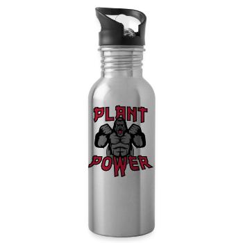 Plant Power - Water bottle with straw - silver - Right