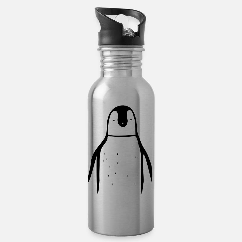 pinguin - Trinkflasche mit integriertem Trinkhalm - Lightsilver