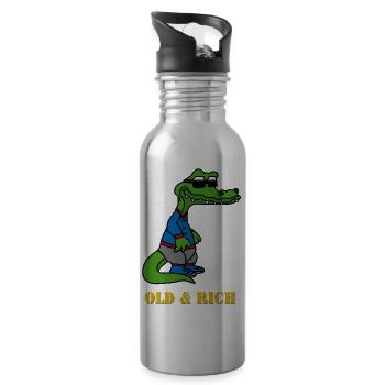 Money Krokodil, crocodile, alt, rich, sungalses - Trinkflasche mit integriertem Trinkhalm - Lightsilver - Rechts