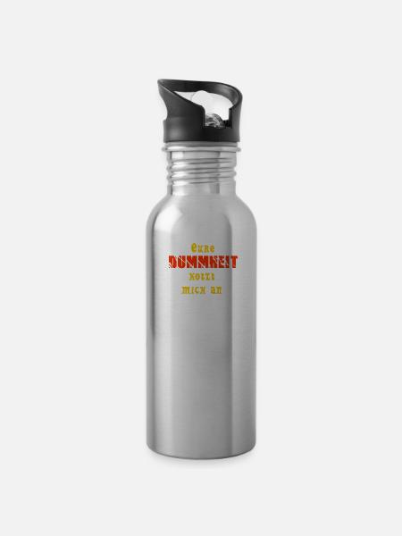 Eure Dummheit kotzt mich an - Trinkflasche mit integriertem Trinkhalm - Lightsilver